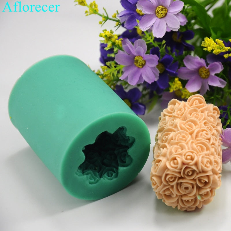 3D Rose Flower Candle Silicone Mold DIY Gypsum Plaster Mould